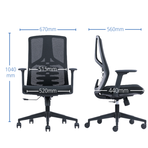 X.44 Office Chair Dimensions from HuntOffice